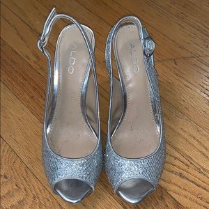 Silver sparkle heels
